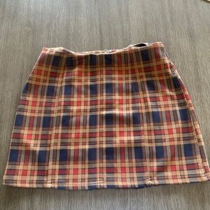 Wild Honey Red and Tan Plaid Mini Skirt